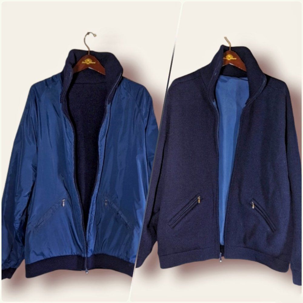 *SOLD*Vintage Reversible Wool Sweater Nylon Wind Breaker TM Athletics XL - Picture 2 of 13